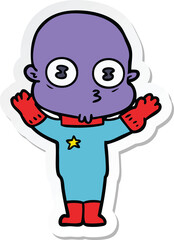 Obraz na płótnie Canvas sticker of a cartoon weird bald spaceman