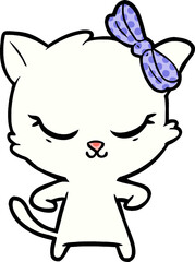 cute cartoon cat with bow