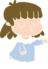 flat color style cartoon indifferent woman