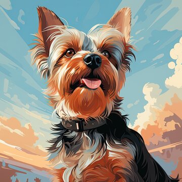 Adorable portrait of a cuddly Yorkshire Terrier dog