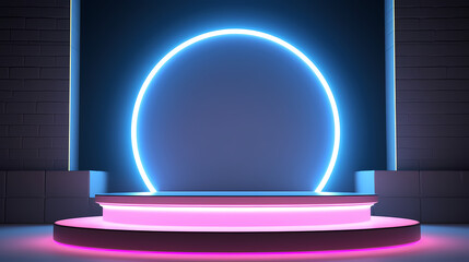 3D Neon Podium for Product Presentation