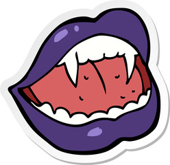 sticker of a cartoon vampire lips