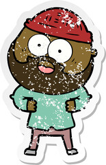 distressed sticker of a cartoon bearded man