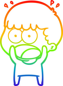 recommend clip art: rainbow gradient line drawing of a cartoon shocked man