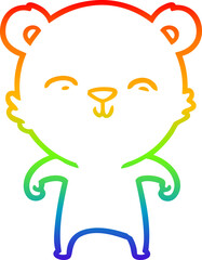 rainbow gradient line drawing of a happy cartoon bear