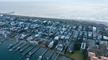 Aerial view of Wrightsville Beach, a town in North Carolina.