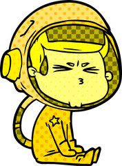 cartoon stressed astronaut