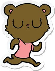 Naklejka premium sticker of a peaceful cartoon bear running