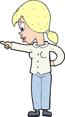 cartoon enthusiastic woman pointing