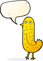 funny cartoon bird with speech bubble
