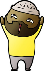 cartoon happy bearded man