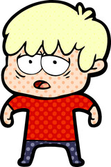 cartoon exhausted boy