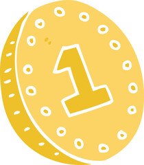 flat color style cartoon coin