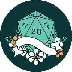 icon of natural twenty D20 dice roll