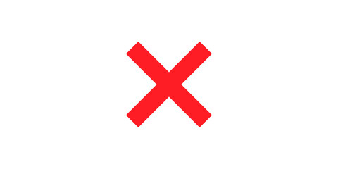 Red cross mark on white illustration.