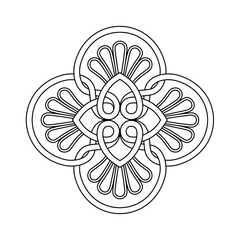 Ancient decorative pattern. Decorative element vector illustration. Architectural floral element. Line art design.
