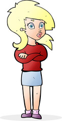 cartoon woman with folded arms