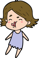 cartoon girl pulling face