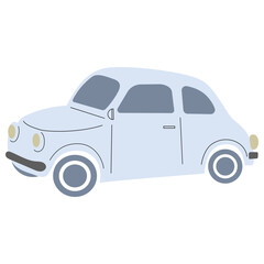 blue mini car hand drawn
