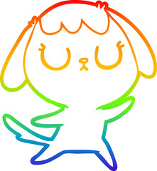 rainbow gradient line drawing of a cute cartoon dog
