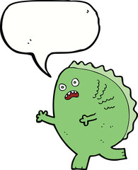 cartoon monster with speech bubble
