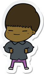 sticker of a cartoon smug boy