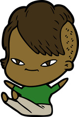 cute cartoon girl with hipster haircut