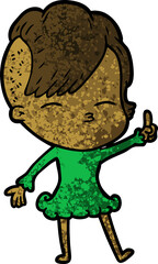 cartoon squinting girl