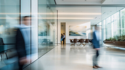 Beautiful Blurred Background of Modern Business Office Interior.
