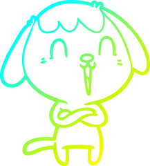 cold gradient line drawing of a cute cartoon dog