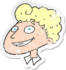 retro distressed sticker of a cartoon happy man