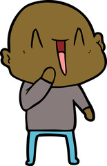 happy cartoon bald man