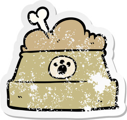 distressed sticker of a cartoon bowl of dog food