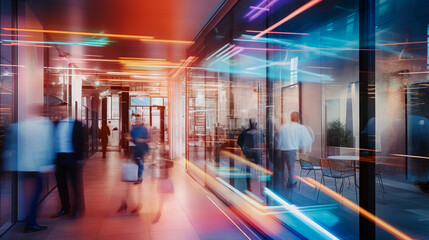 Beautiful Blurred Background of Modern Business Office Interior.