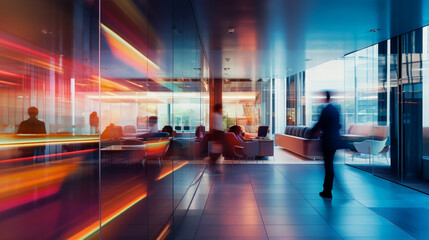 Beautiful Blurred Background of Modern Business Office Interior.