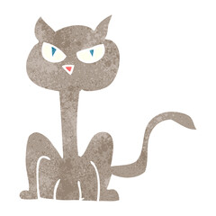 freehand retro cartoon angry cat