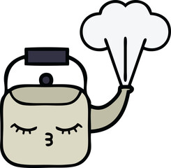 cute cartoon of a steaming kettle