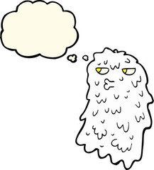 cartoon gross ghost with thought bubble