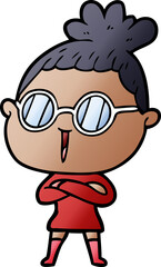 cartoon woman wearing spectacles