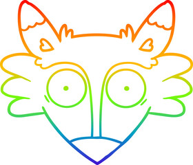 rainbow gradient line drawing of a cartoon startled fox