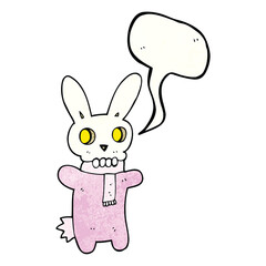 freehand speech bubble textured cartoon spooky skull rabbit