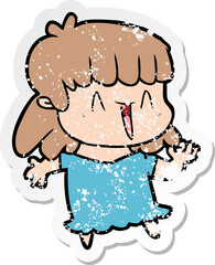 distressed sticker of a cartoon woman