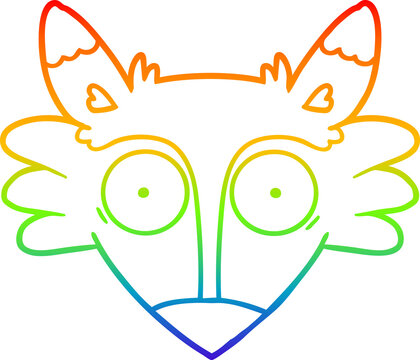 recommend clip art: rainbow gradient line drawing of a cartoon startled fox