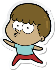 sticker of a cartoon dancing boy