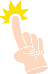 pointing finger hand drawn quirky cartoon of a