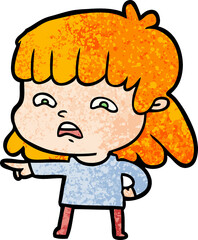 cartoon worried woman