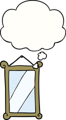 cartoon mirror with thought bubble