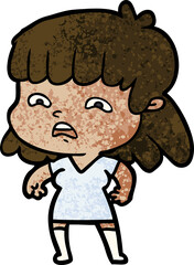 cartoon worried woman