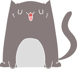 funny flat color style cartoon cat