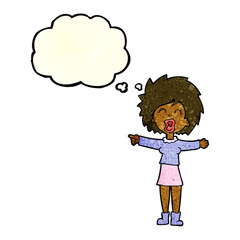 cartoon stressed out woman talking with thought bubble